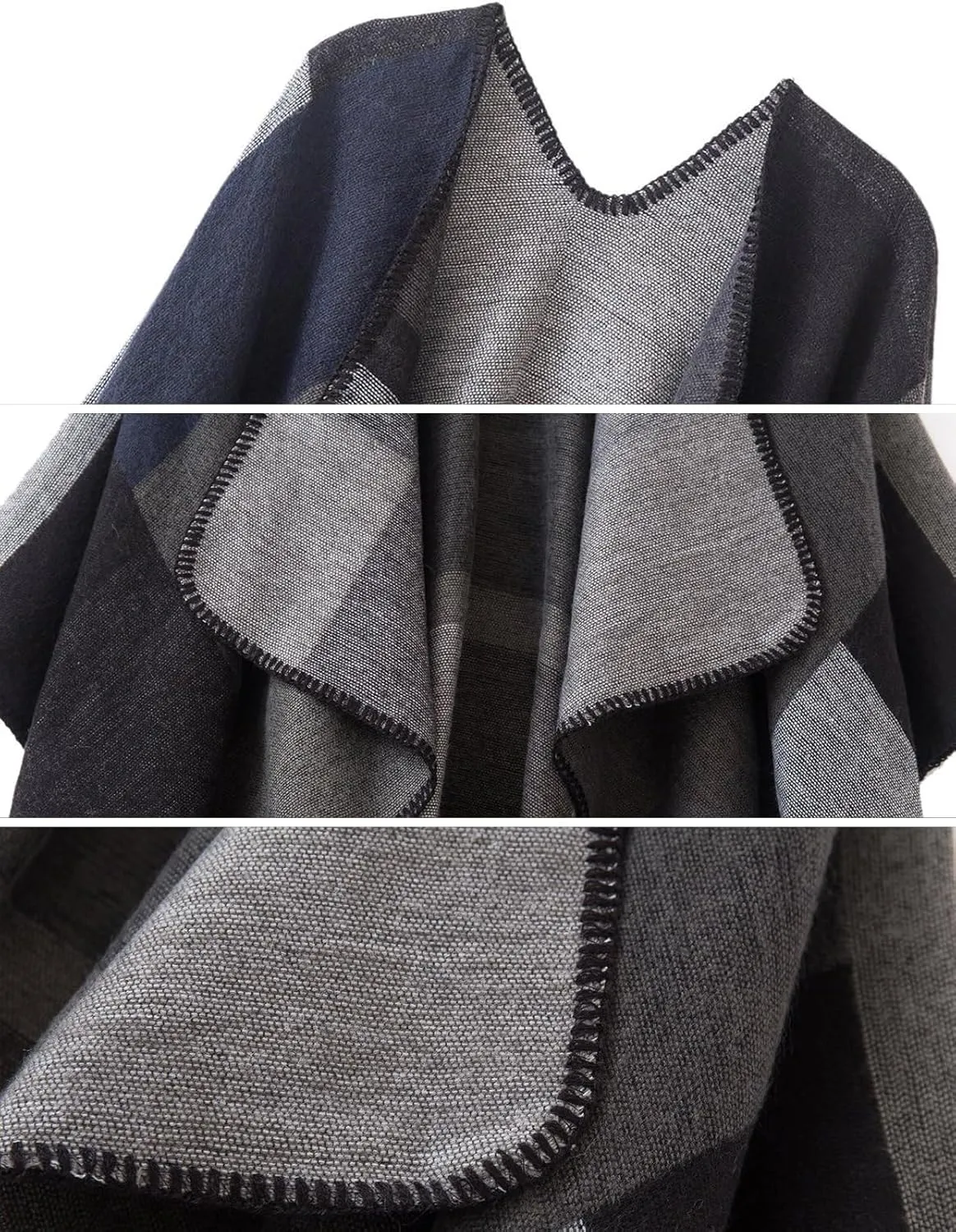 Women's Shawl Wraps Open Front Travel Poncho Cape Warm Oversized Plaid Sweaters Casual Cardigan Shawls
