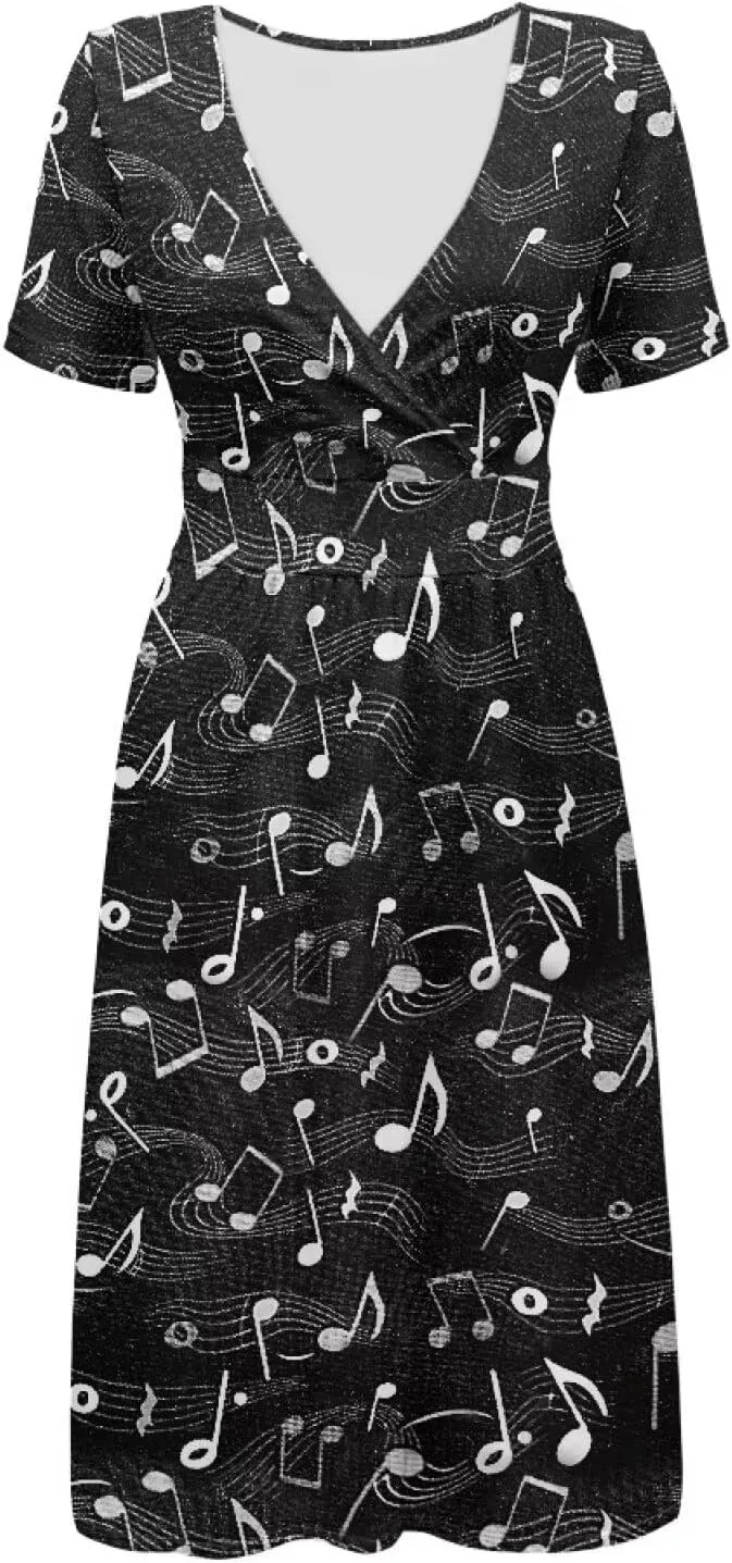 Women's Summer Formal Dresses Short Sleeve Wrap V Neck Dresses Bridesmaid Wedding Guest Dress with Pockets
