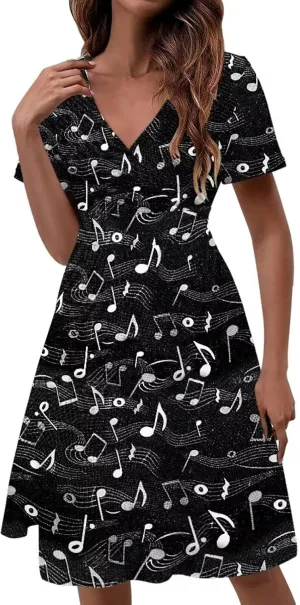 Women's Summer Formal Dresses Short Sleeve Wrap V Neck Dresses Bridesmaid Wedding Guest Dress with Pockets