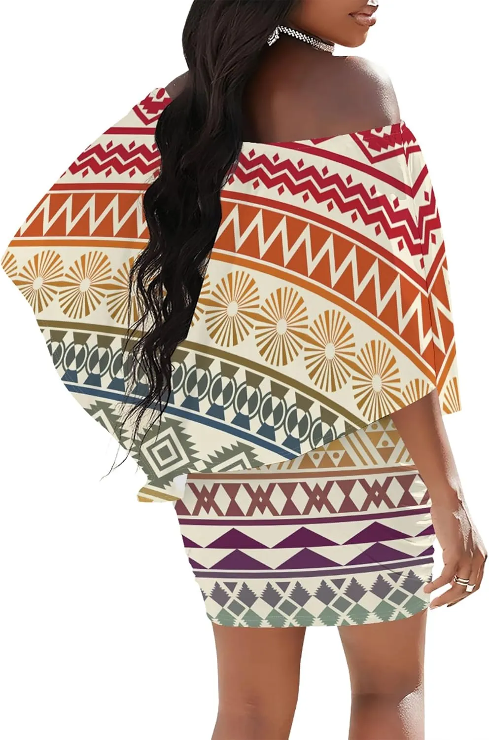 Women's Summer Off The Shoulder Ruched Bodycon Dresses African Print Ruffles Elegant Wedding Guest Party Club Mini Dress
