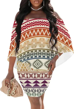 Women's Summer Off The Shoulder Ruched Bodycon Dresses African Print Ruffles Elegant Wedding Guest Party Club Mini Dress