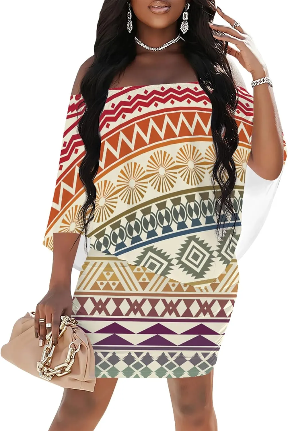 Women's Summer Off The Shoulder Ruched Bodycon Dresses African Print Ruffles Elegant Wedding Guest Party Club Mini Dress