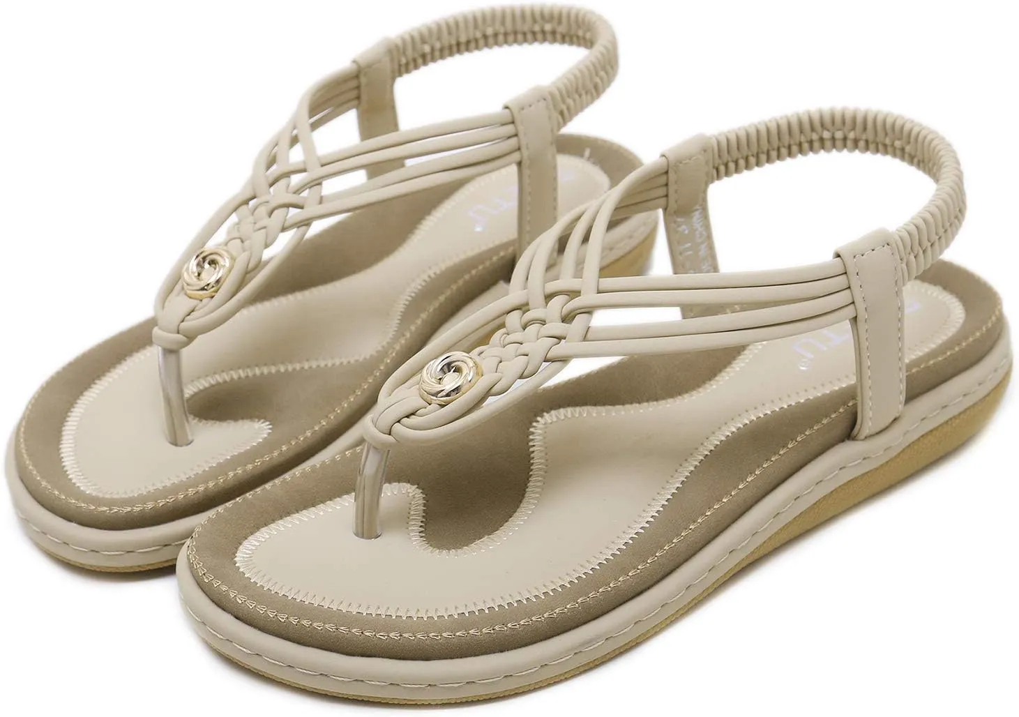 Women's T-Strap Flat Sandals Glitter Rhinestones Thong Flip Flops