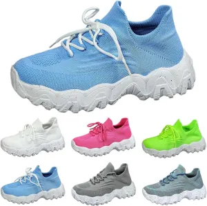 Womens Walking Shoes Mesh Slip On Lace Up Athletic Gym Workout Training Fashion Sneakers Lightweight Breathable Comfortable Tennis Running Shoes