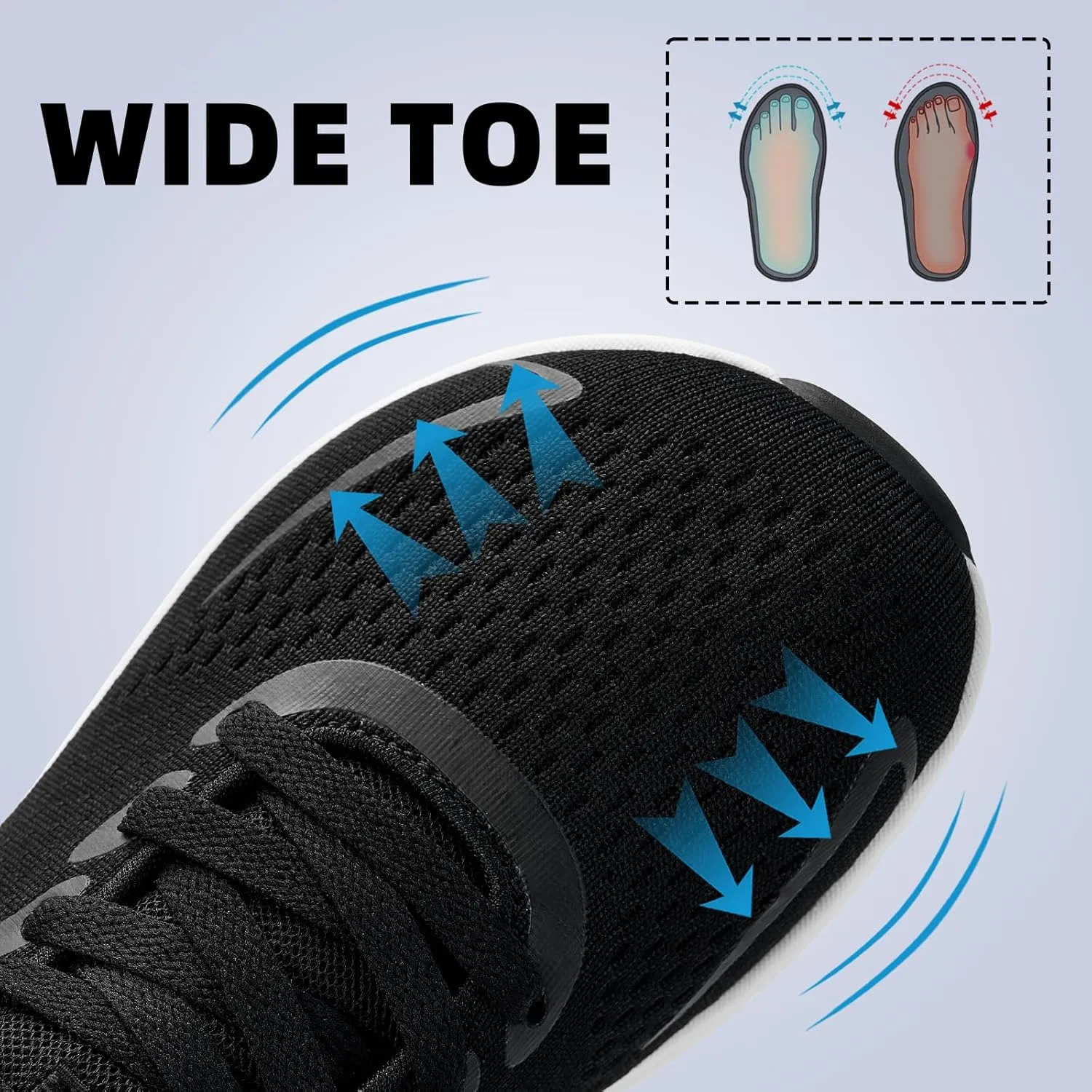 Womens Walking Shoes Wide Toe Box Running Tennis Shoes Lightweight Breathbale Wide Sneakers Cushioning Comfort Gym Workout Athic Shoes Wide Width