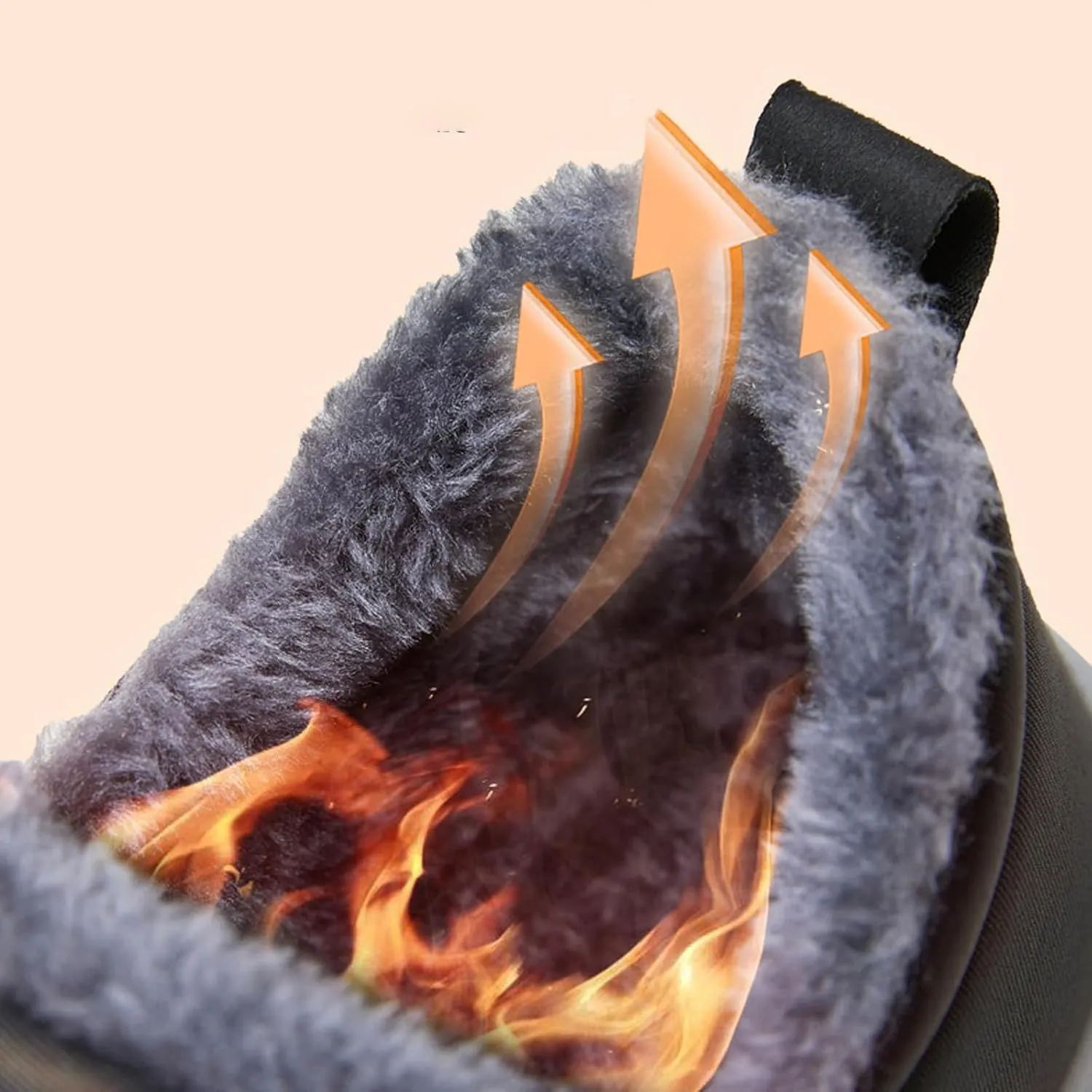 Women's Warm Sheepskin-Lined Boots, Winter Women's Casual Slip-On Warm Boots,Ladies Winter Ankle Slip on Short Snow Fur Lined Boots Comfortable