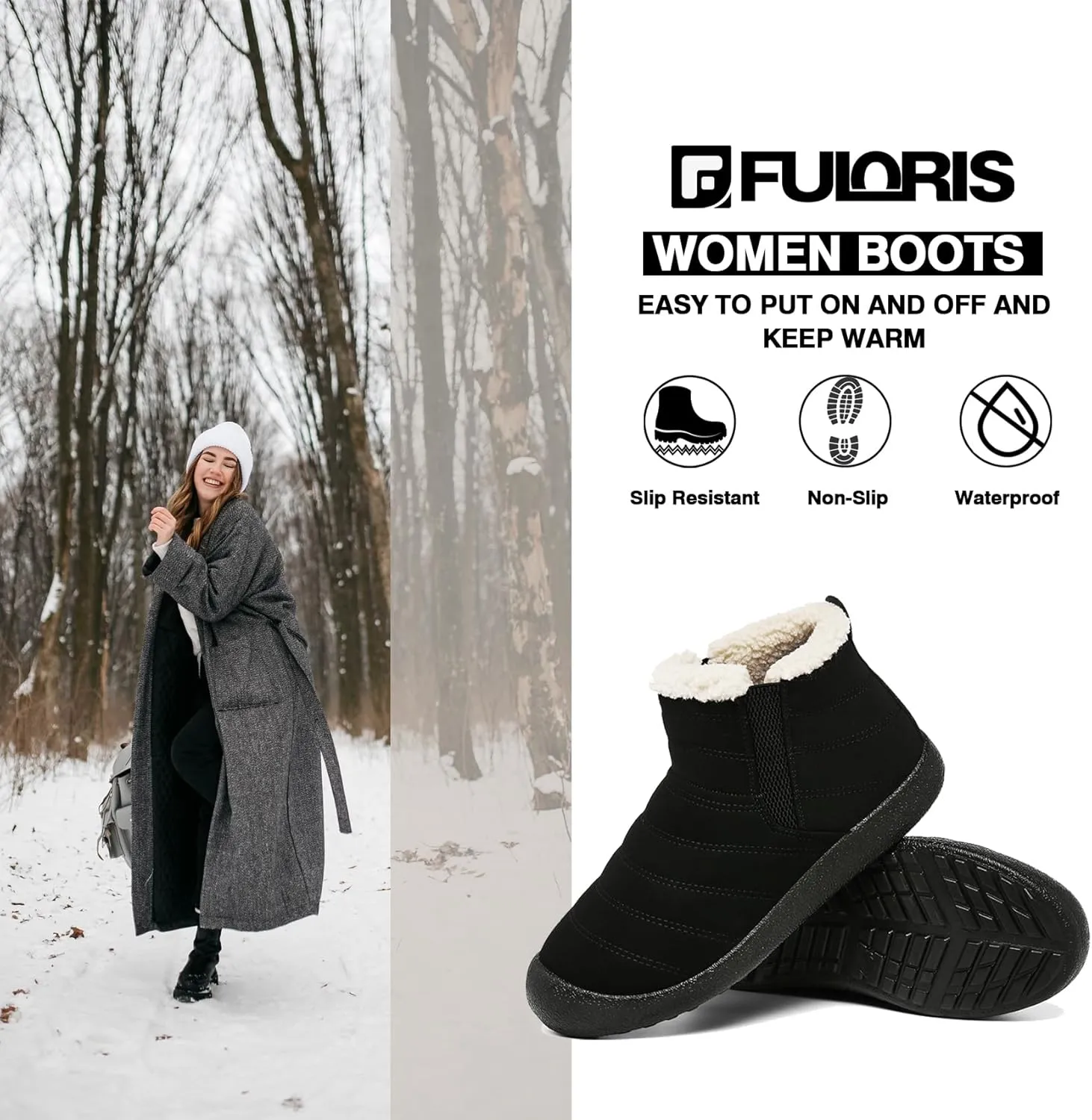 Women's Waterproof Winter Snow Boots Warm Insulation Outdoor Cold Weather Boot for Women Lightweight Fur Lined Non Slip
