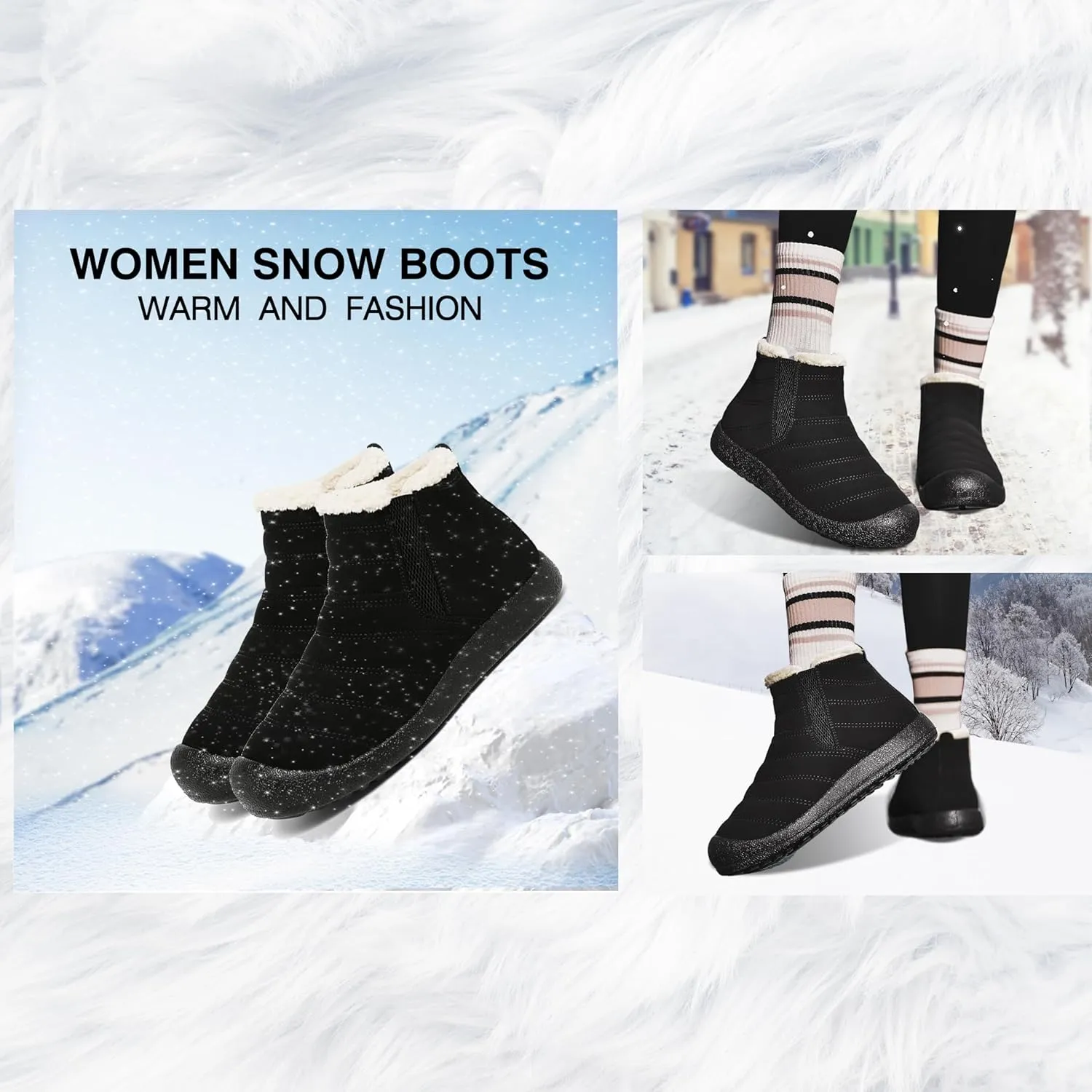 Women's Waterproof Winter Snow Boots Warm Insulation Outdoor Cold Weather Boot for Women Lightweight Fur Lined Non Slip