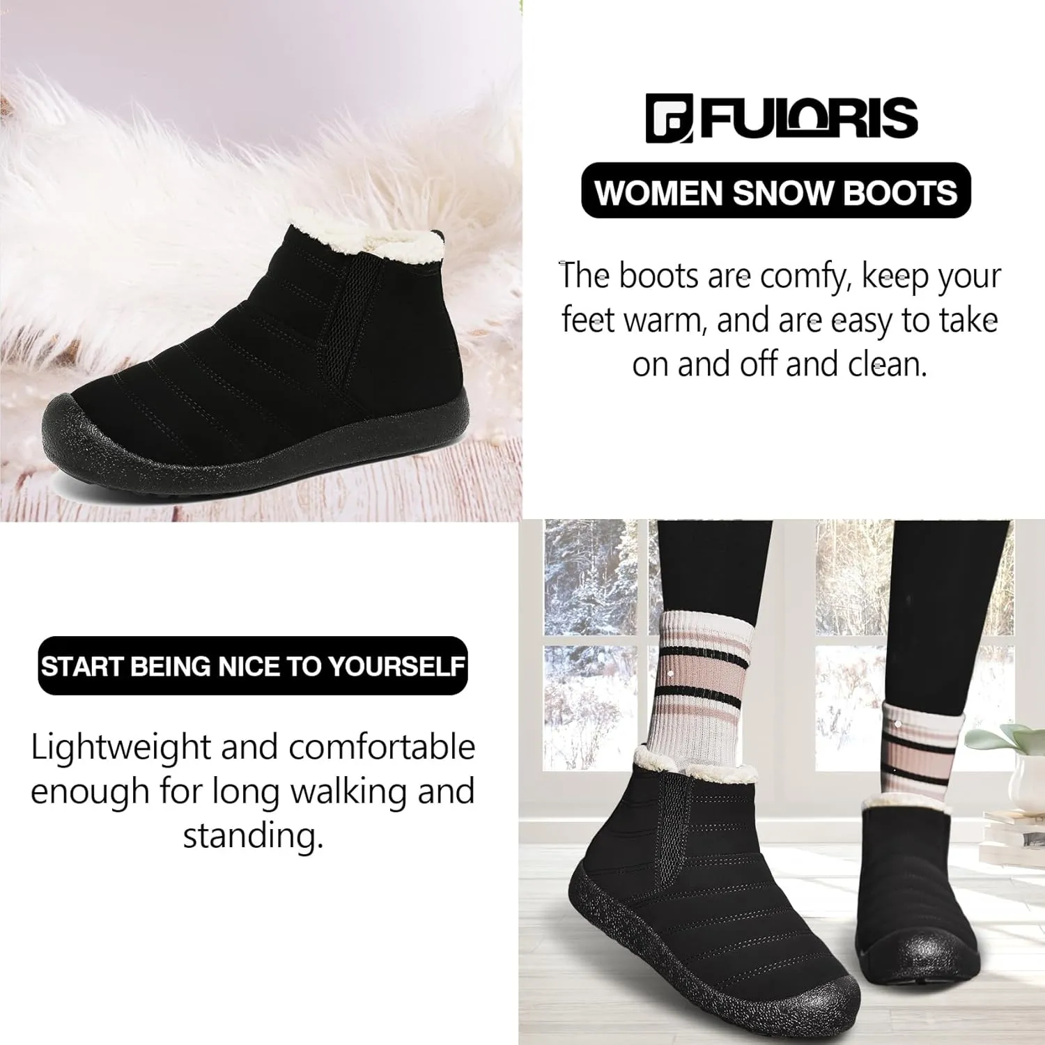 Women's Waterproof Winter Snow Boots Warm Insulation Outdoor Cold Weather Boot for Women Lightweight Fur Lined Non Slip
