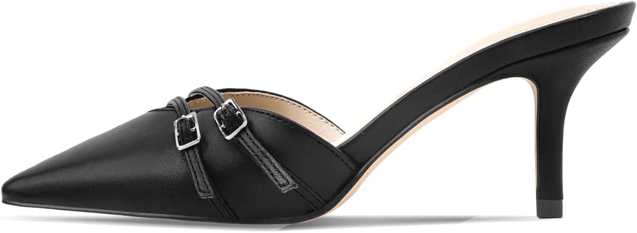 Women's White Pointed Toe Heels Dressy Heels Kitten Heels for Women Vintage Heeled Sandals Mules Sexy Pointy Studded Heels Trendy Slip On Stiletto Heels Pumps