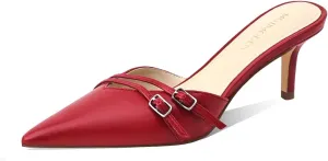 Women's White Pointed Toe Heels Dressy Heels Kitten Heels for Women Vintage Heeled Sandals Mules Sexy Pointy Studded Heels Trendy Slip On Stiletto Heels Pumps