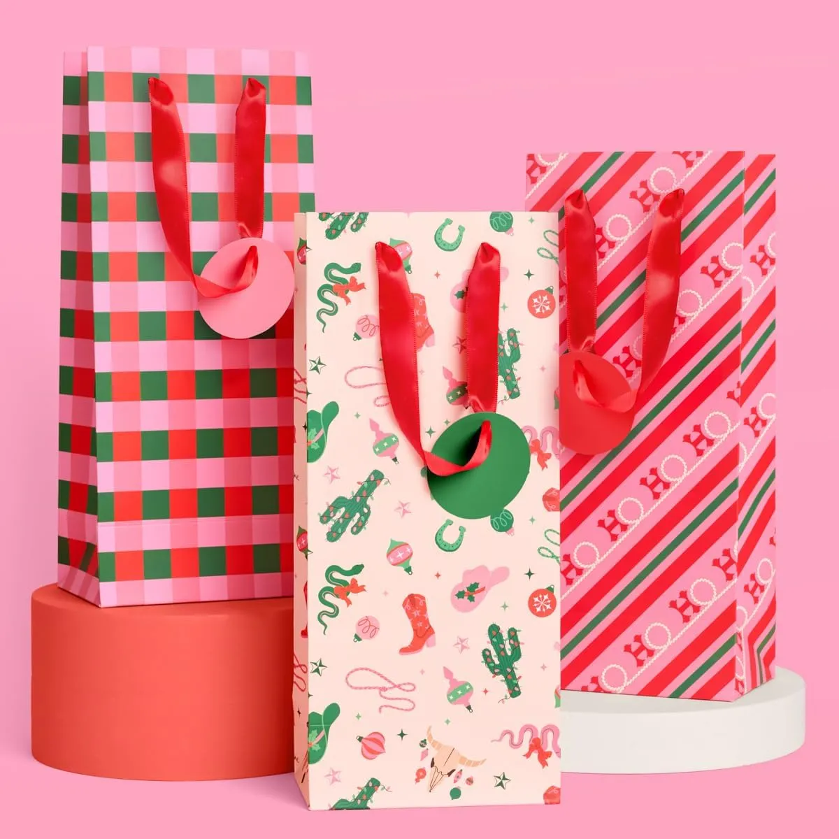 xo, Fetti Western Wine Gift Bag Set - 9 pcs | Cowboy Birthday Gift Wrap, Decorative Christmas Bag, Bachelorette Party Favor