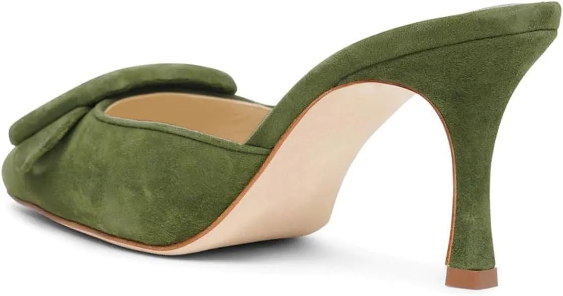 XYD Women Closed Pointed Toe Mules with Buckle High Heel Stiletto Slip On Open-back Slides Dress Casual Fashion Shoes