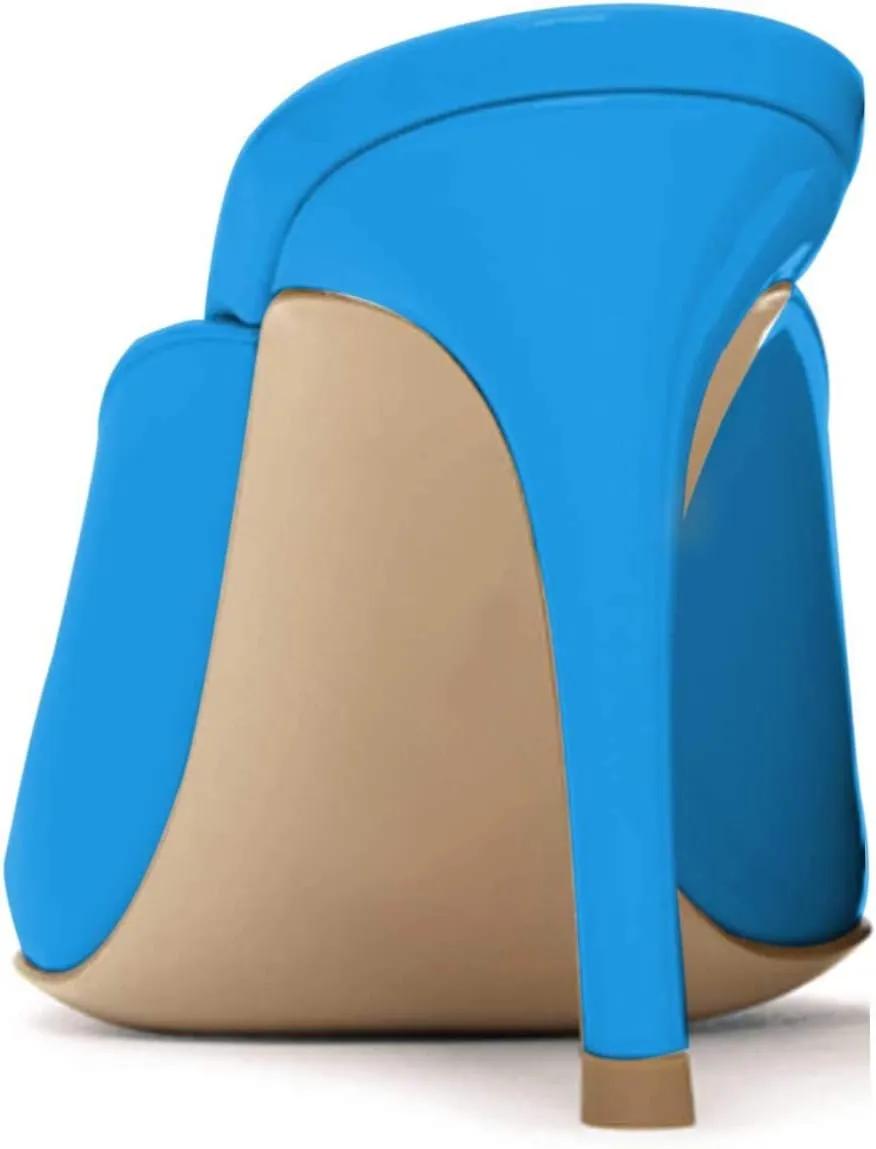 XYD Women High Heels Mules Pointed Toe Slip On Slide Sandals Fashion Dress Slipper Shoes