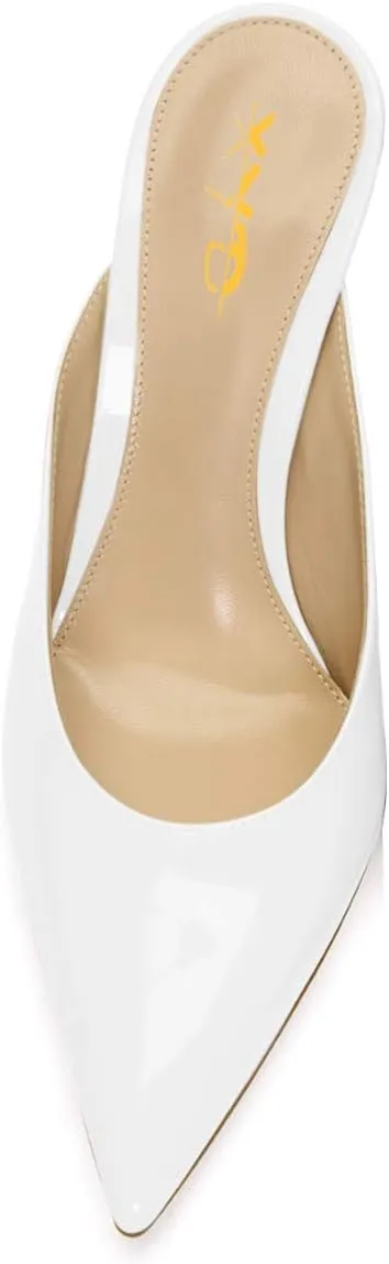 XYD Women High Heels Mules Pointed Toe Slip On Slide Sandals Fashion Dress Slipper Shoes