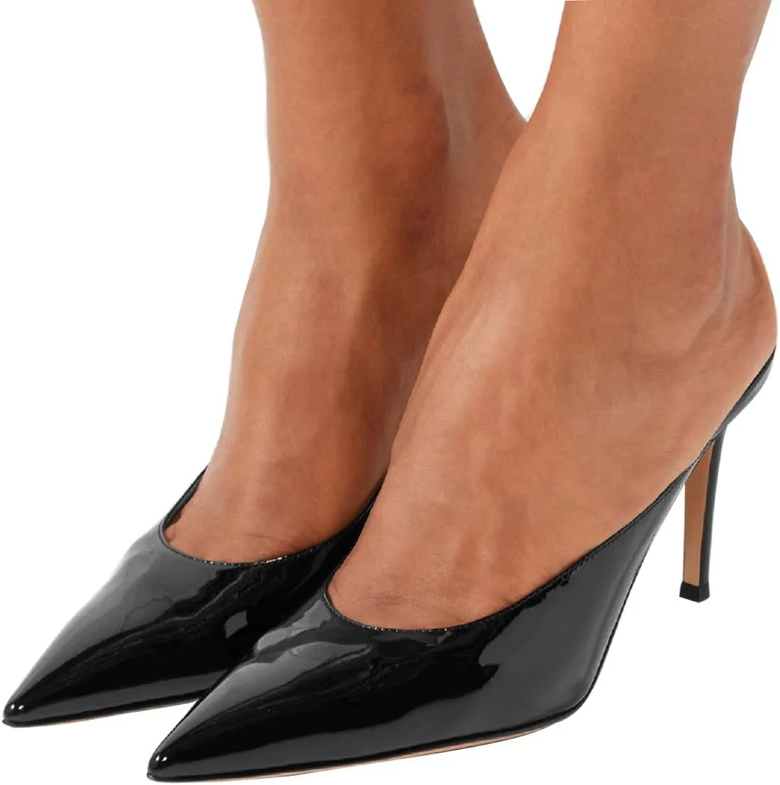 XYD Women High Heels Mules Pointed Toe Slip On Slide Sandals Fashion Dress Slipper Shoes
