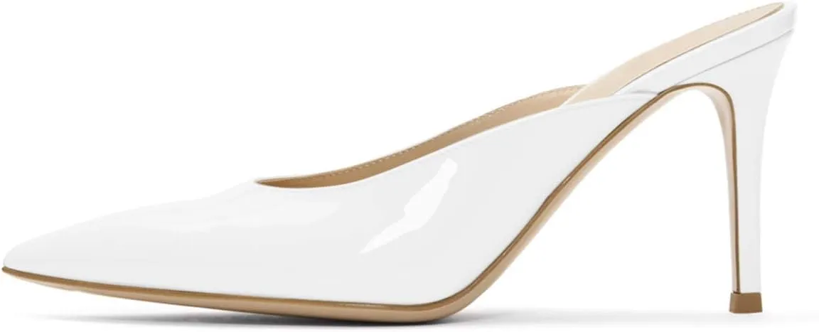 XYD Women High Heels Mules Pointed Toe Slip On Slide Sandals Fashion Dress Slipper Shoes
