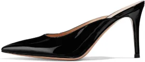 XYD Women High Heels Mules Pointed Toe Slip On Slide Sandals Fashion Dress Slipper Shoes