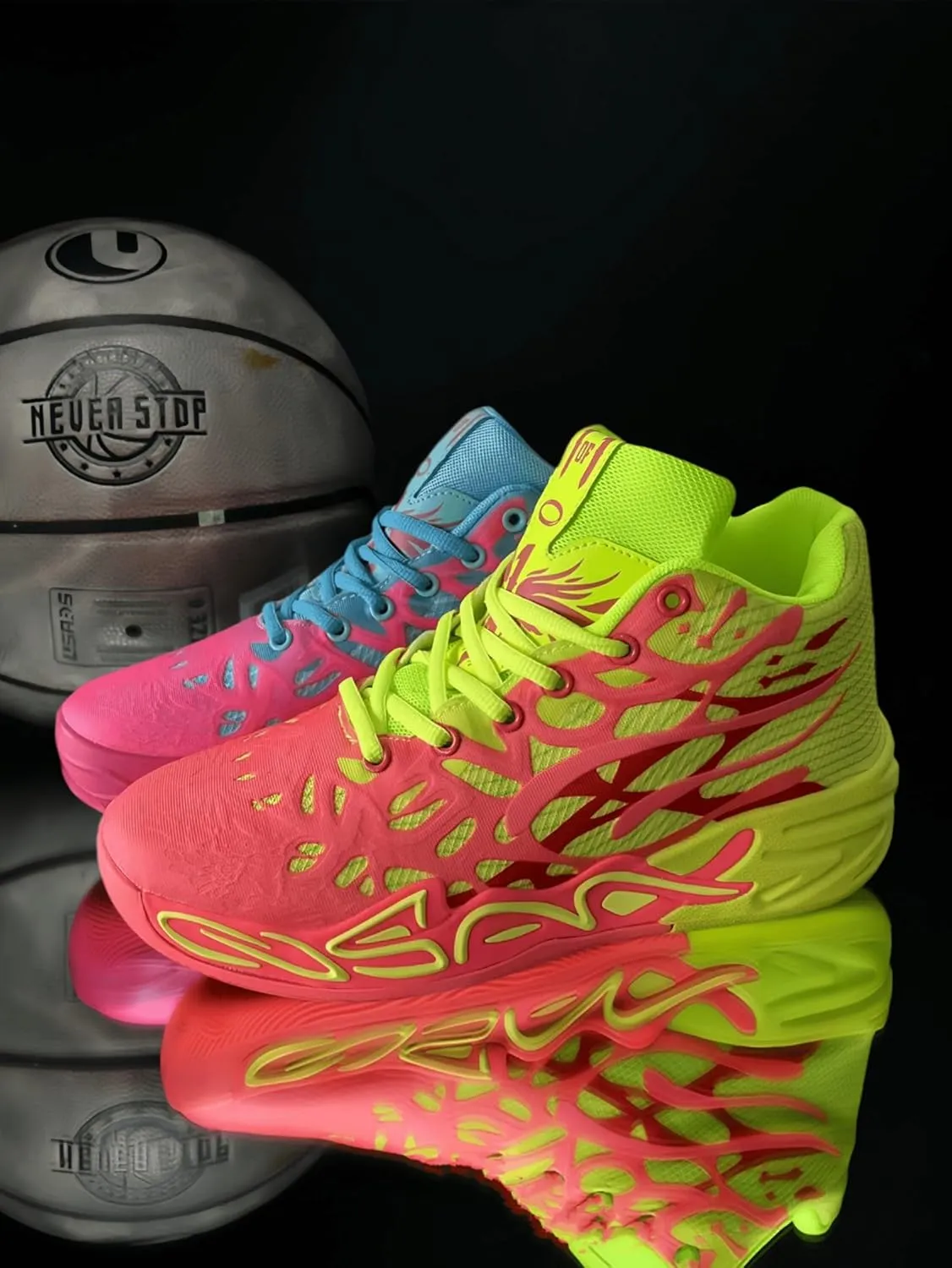 Y2K Basketball Boots Mesh Breathable Fire Stylish Shoes for Sports and Casual Wear with Unique Flame Design Mid-Top Casual Ankle