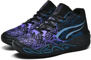 Y2K Basketball Boots Mesh Breathable Fire Stylish Shoes for Sports and Casual Wear with Unique Flame Design Mid-Top Casual Ankle