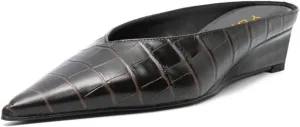 YDN Women Comfy Pointy Closed Toe Slip On Clogs Mules Wedge Low Heel Backless Sandals Casual Shopping Daily Shoes Size 4-16 US