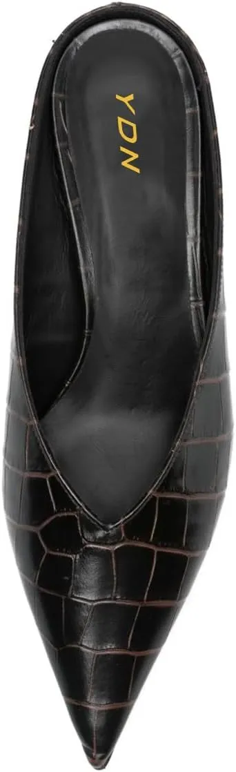 YDN Women Comfy Pointy Closed Toe Slip On Clogs Mules Wedge Low Heel Backless Sandals Casual Shopping Daily Shoes Size 4-16 US