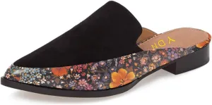 YDN Women Low Heel Mules Slip On Flats Loafers Pointy Toe Clogs Slide Slipper Shoe Size 4-15 US