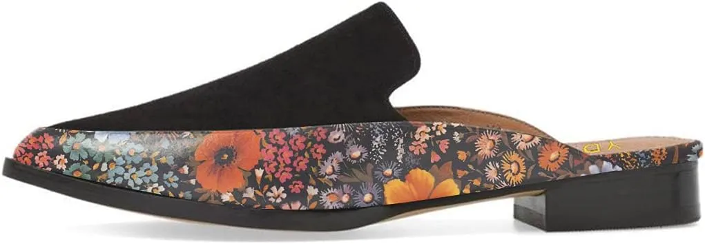YDN Women Low Heel Mules Slip On Flats Loafers Pointy Toe Clogs Slide Slipper Shoe Size 4-15 US