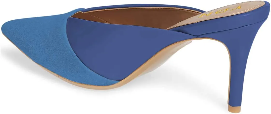 YDN Women Pointed Toe Mid Heel Clogs Mules Slip on Sandals Slide Dress Shoes Size 4-15