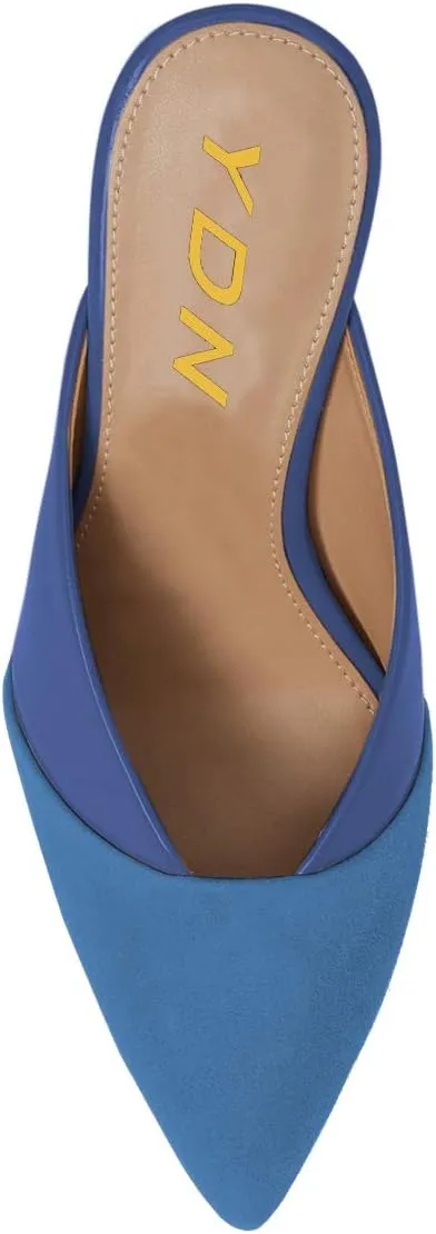 YDN Women Pointed Toe Mid Heel Clogs Mules Slip on Sandals Slide Dress Shoes Size 4-15