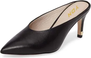 YDN Women Pointed Toe Thin Mid Heel Backless Mules Pumps Slip On Slide Dress Shoes