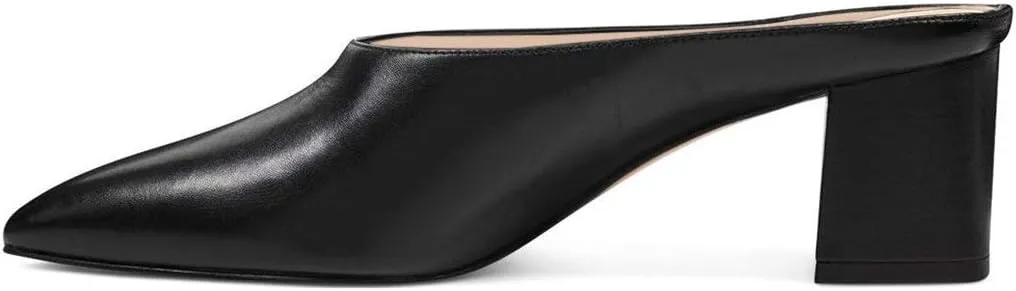 YDN Women Retro Pointed Toe Mules Pumps Block Mid Heel Slip On Slide Sandal Comfort Clog Shoes