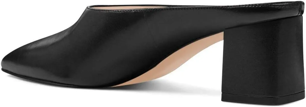 YDN Women Retro Pointed Toe Mules Pumps Block Mid Heel Slip On Slide Sandal Comfort Clog Shoes