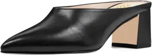 YDN Women Retro Pointed Toe Mules Pumps Block Mid Heel Slip On Slide Sandal Comfort Clog Shoes