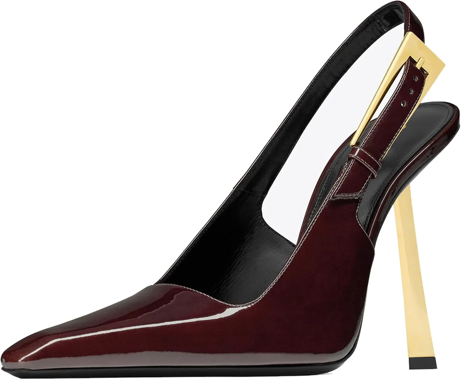 YIYA Slingback Heels Pumps Shoes for Women with Buckle Strap Slip On Closed Pointed Toe Stiletto High Heel Wedding Party Casual Dress Backless Mules Sandals