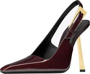 YIYA Slingback Heels Pumps Shoes for Women with Buckle Strap Slip On Closed Pointed Toe Stiletto High Heel Wedding Party Casual Dress Backless Mules Sandals