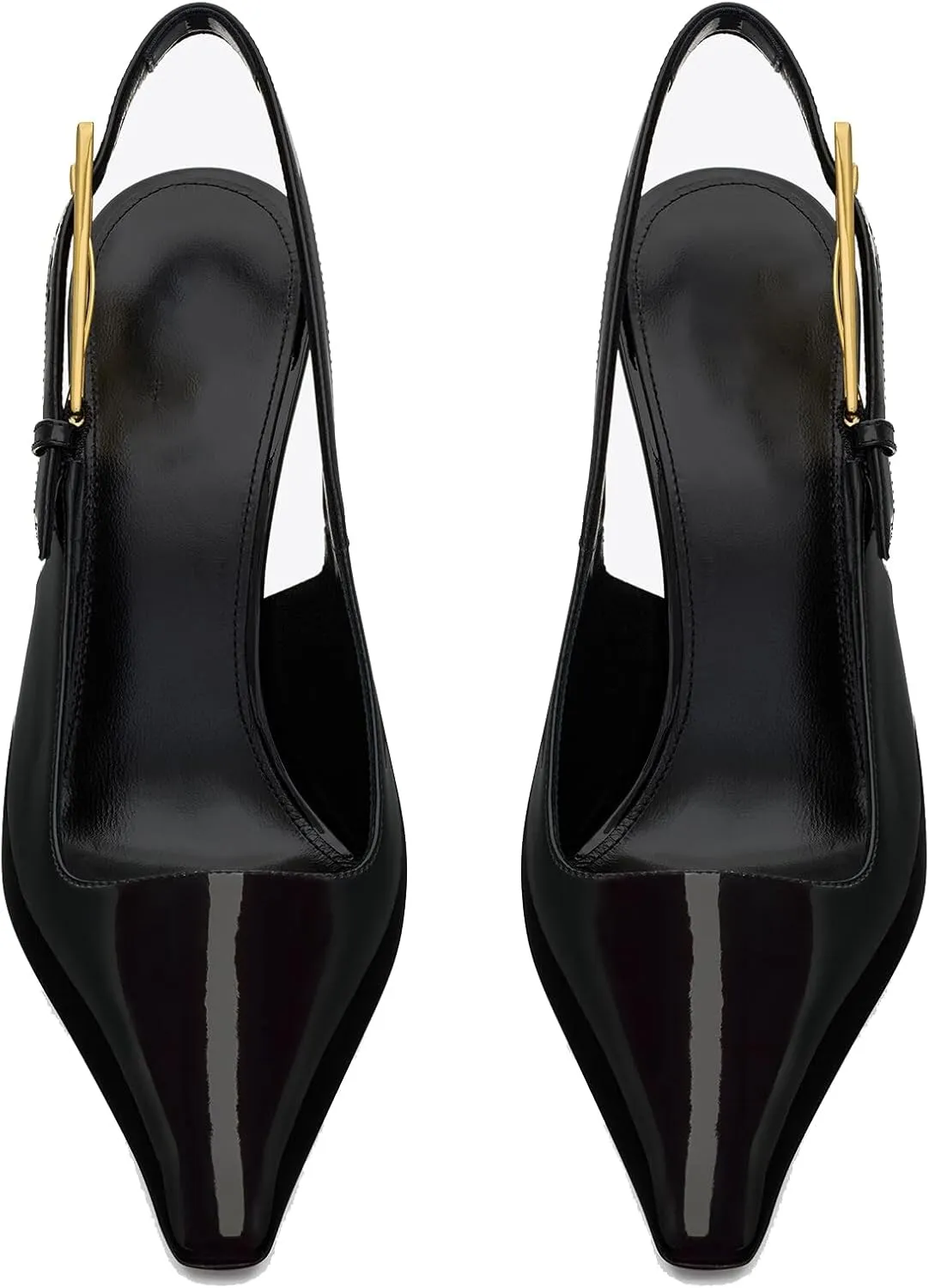 YIYA Slingback Heels Pumps Shoes for Women with Buckle Strap Slip On Closed Pointed Toe Stiletto High Heel Wedding Party Casual Dress Backless Mules Sandals