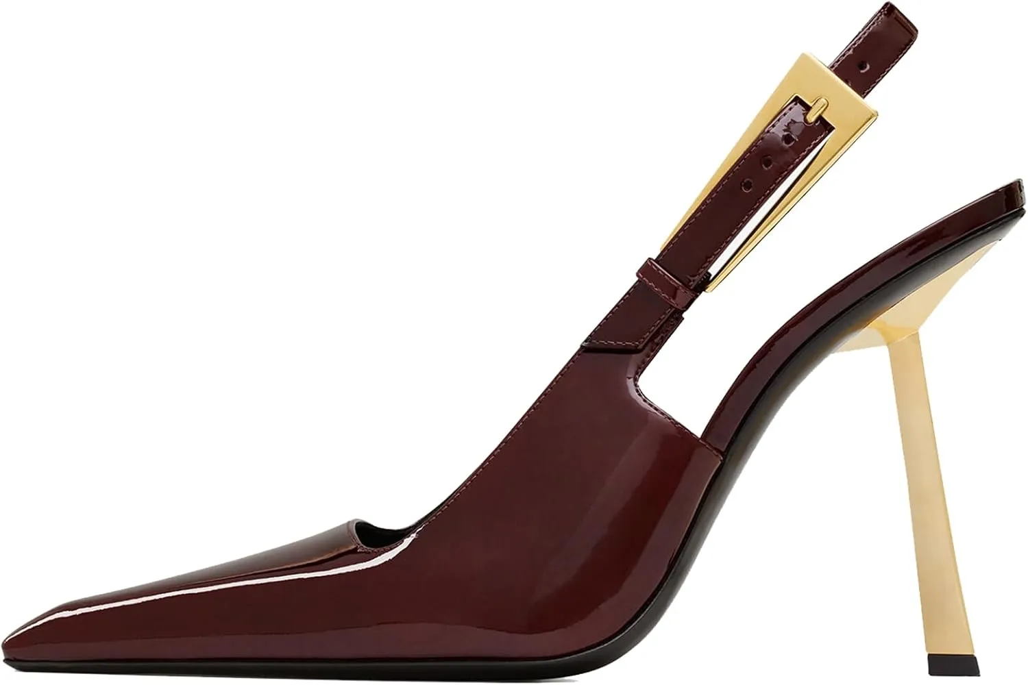 YIYA Slingback Heels Pumps Shoes for Women with Buckle Strap Slip On Closed Pointed Toe Stiletto High Heel Wedding Party Casual Dress Backless Mules Sandals