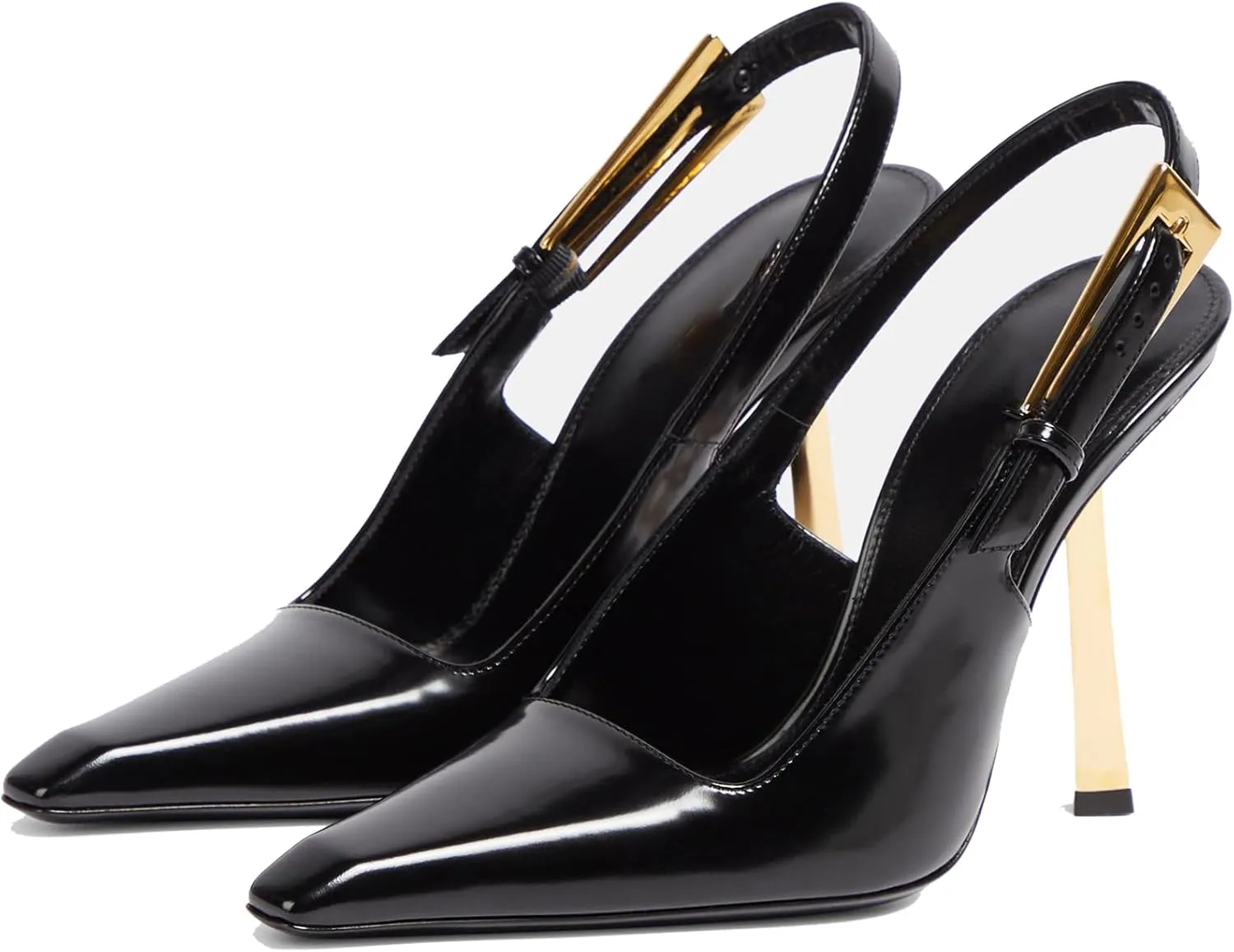 YIYA Slingback Heels Pumps Shoes for Women with Buckle Strap Slip On Closed Pointed Toe Stiletto High Heel Wedding Party Casual Dress Backless Mules Sandals