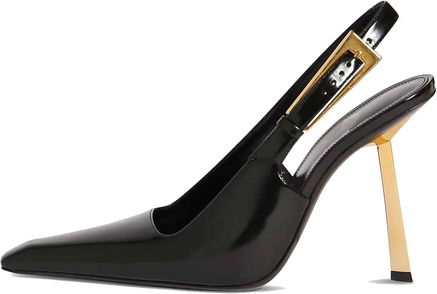YIYA Slingback Heels Pumps Shoes for Women with Buckle Strap Slip On Closed Pointed Toe Stiletto High Heel Wedding Party Casual Dress Backless Mules Sandals