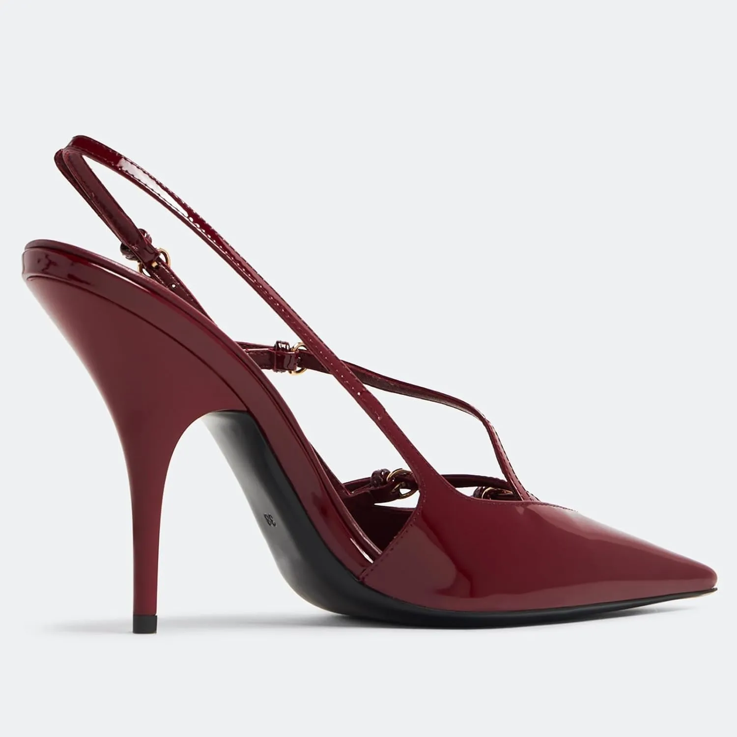 YIYA Women's Cherry Red Heels for Fall Slingback Closed Pointed Toe Stiletto High Heels Backless Slip-on Heeled Autumn Pumps Dress Shoes