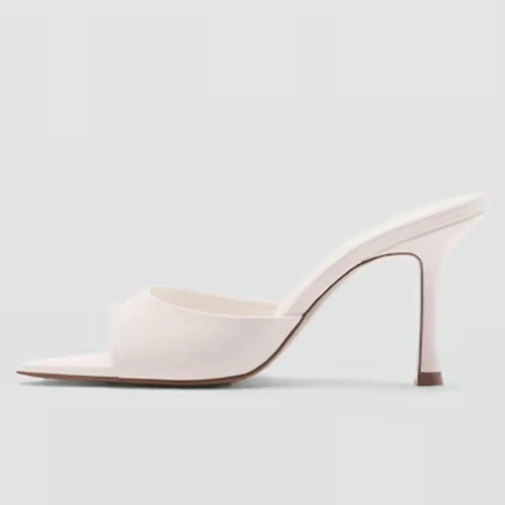 YIYA Women's Open Pointed Peep Toe Mules Kitten Heels Stiletto High Heels Slide Sandals Summer Slip On Backless Dress Spring Summer Pumps Shoes