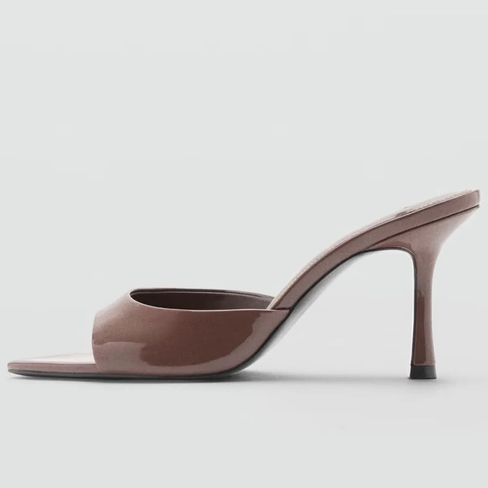 YIYA Women's Open Pointed Peep Toe Mules Kitten Heels Stiletto High Heels Slide Sandals Summer Slip On Backless Dress Spring Summer Pumps Shoes