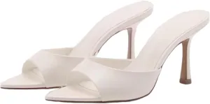 YIYA Women's Open Pointed Peep Toe Mules Kitten Heels Stiletto High Heels Slide Sandals Summer Slip On Backless Dress Spring Summer Pumps Shoes