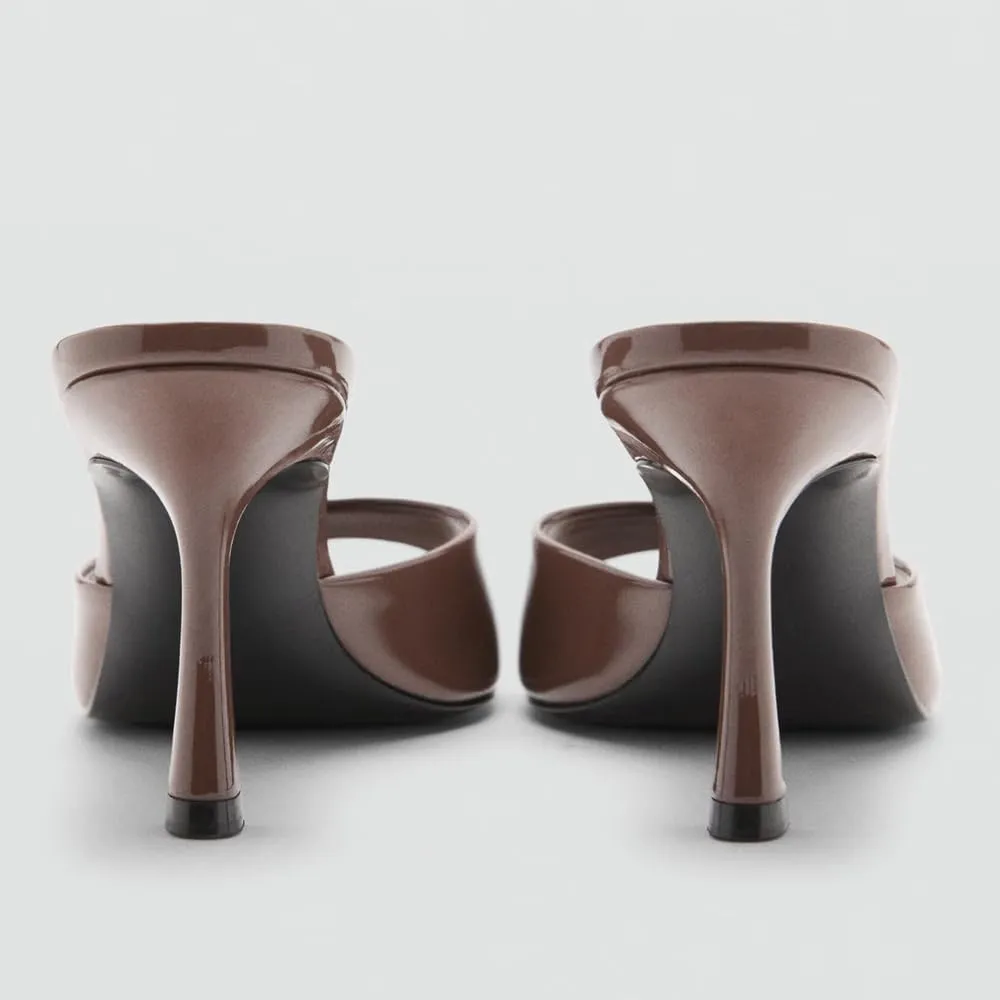 YIYA Women's Open Pointed Peep Toe Mules Kitten Heels Stiletto High Heels Slide Sandals Summer Slip On Backless Dress Spring Summer Pumps Shoes