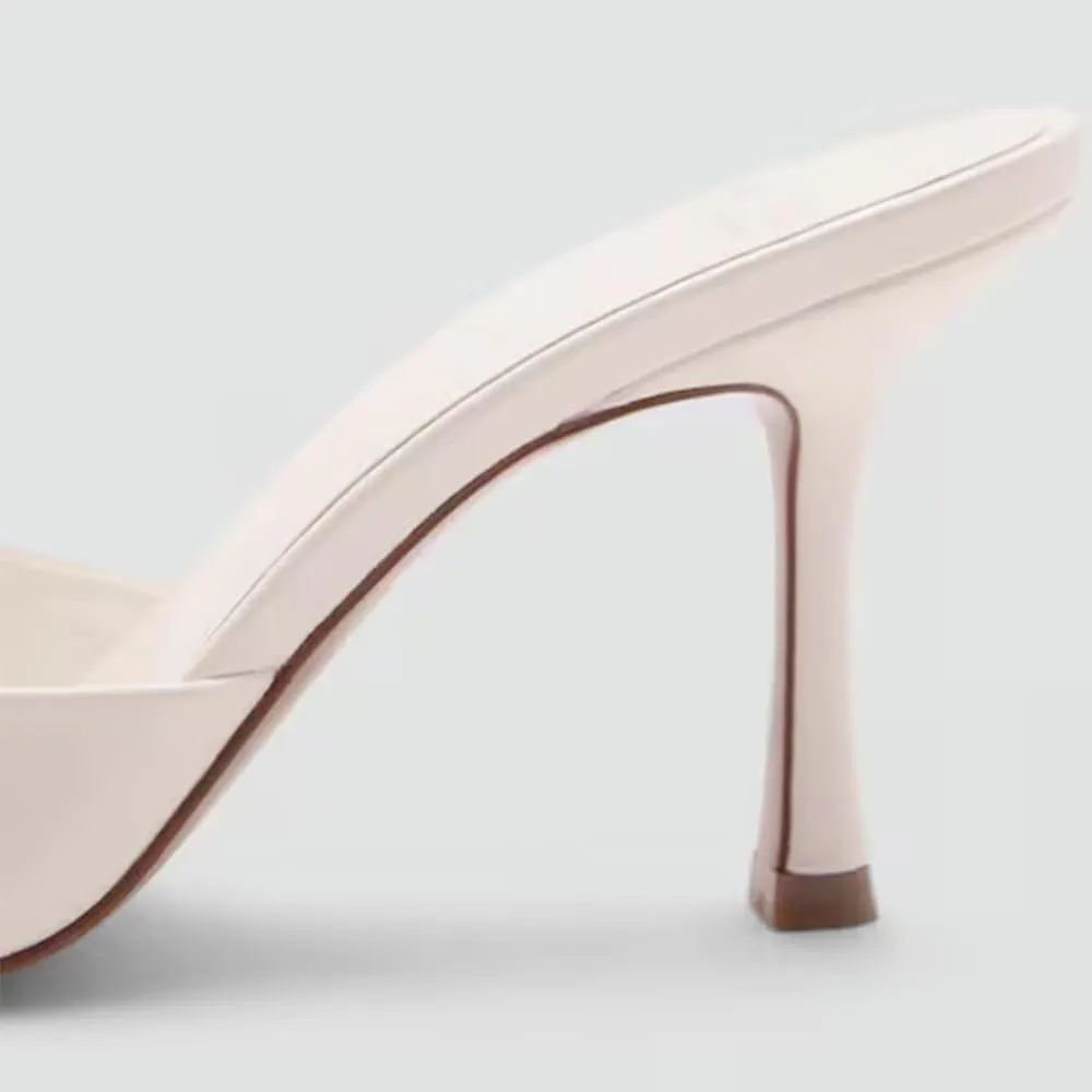 YIYA Women's Open Pointed Peep Toe Mules Kitten Heels Stiletto High Heels Slide Sandals Summer Slip On Backless Dress Spring Summer Pumps Shoes