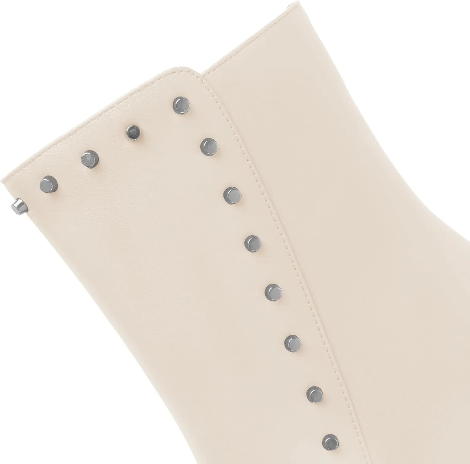 YODEKS Womens Ankle Booties 3.7 Inch Heel Chunky Boots Rivet Beaded Studded Pointed Toe Side Zipper Boots Size 5-13