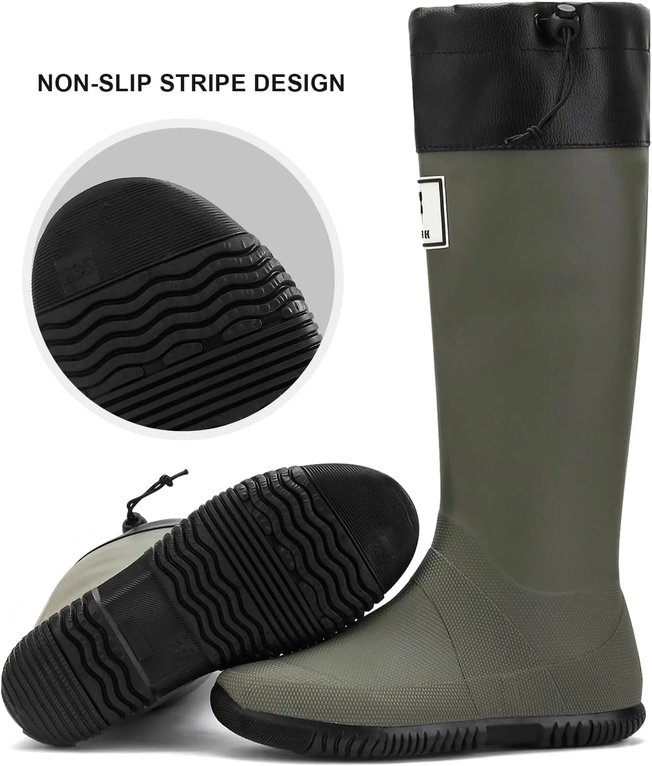 YUHITYGZGS Rain Boots Women, Waterproof Rubber Boots Men, Anti-Slip Lightweight Garden Shoes, High Knee Water Boots with Adjustable Buckle, Durable Fishing Boots Outdoor