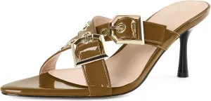 Zamikoo Womens Heeled Sandals Buckle Strappy Pointed Toe Stiletto High Heels Cross Strap Slip On Sexy Summer Dress Shoes 3 Inch