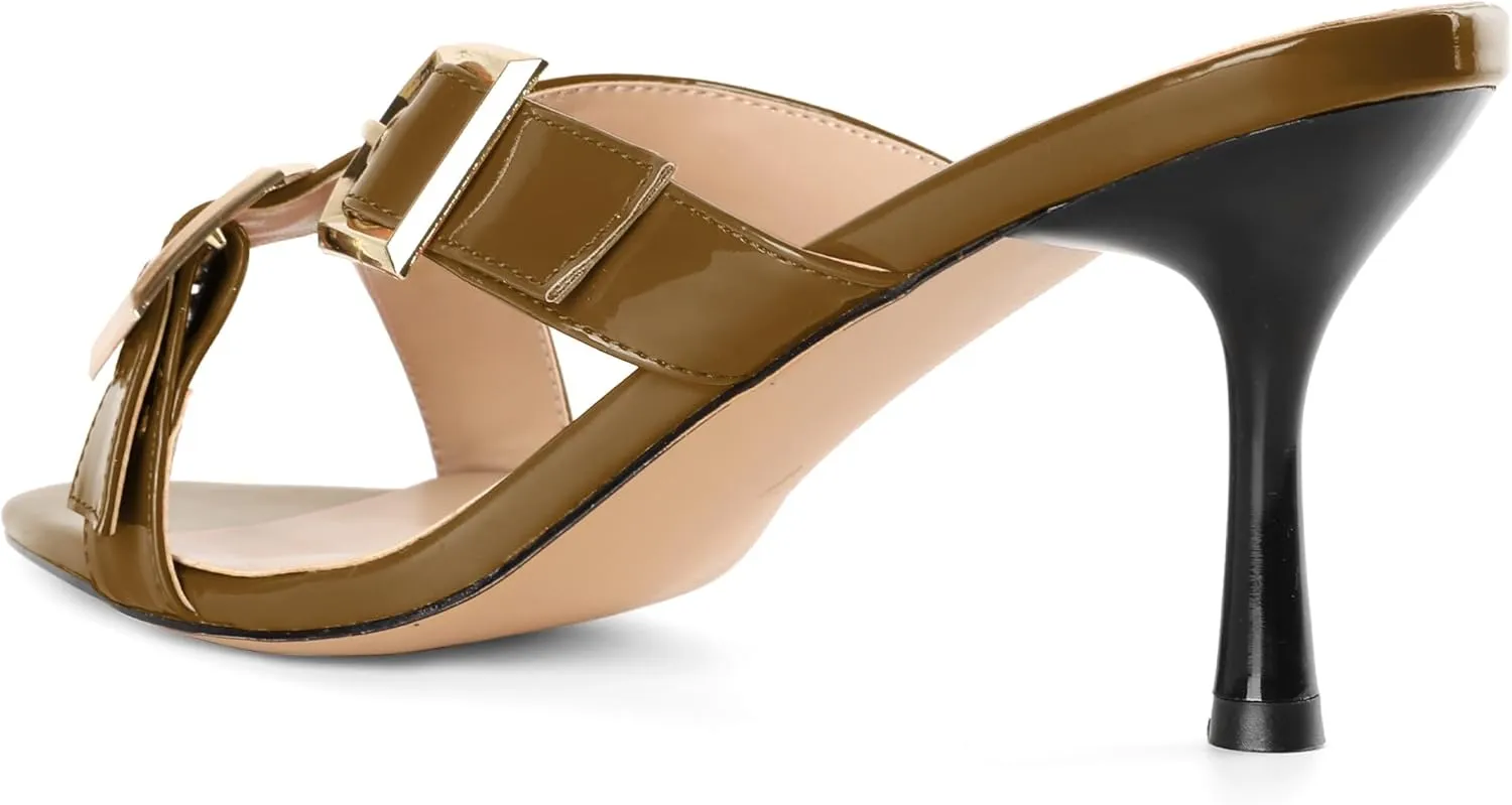 Zamikoo Womens Heeled Sandals Buckle Strappy Pointed Toe Stiletto High Heels Cross Strap Slip On Sexy Summer Dress Shoes 3 Inch
